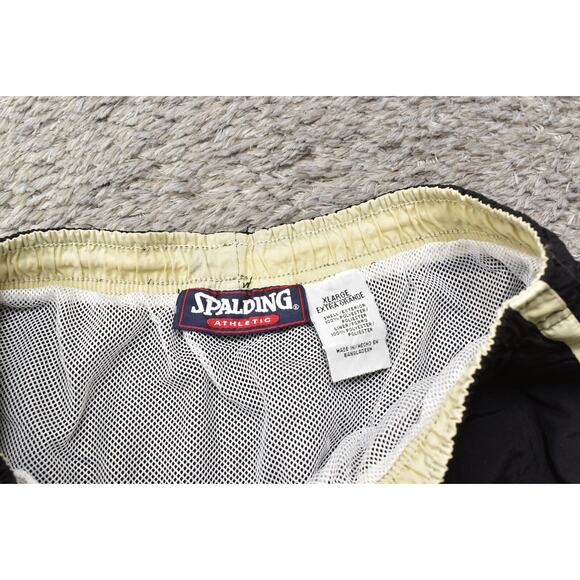 Spalding Athletic Men's XL Black Swim Trunks Polyester Solid Drawstring VTG - Picture 5 of 7